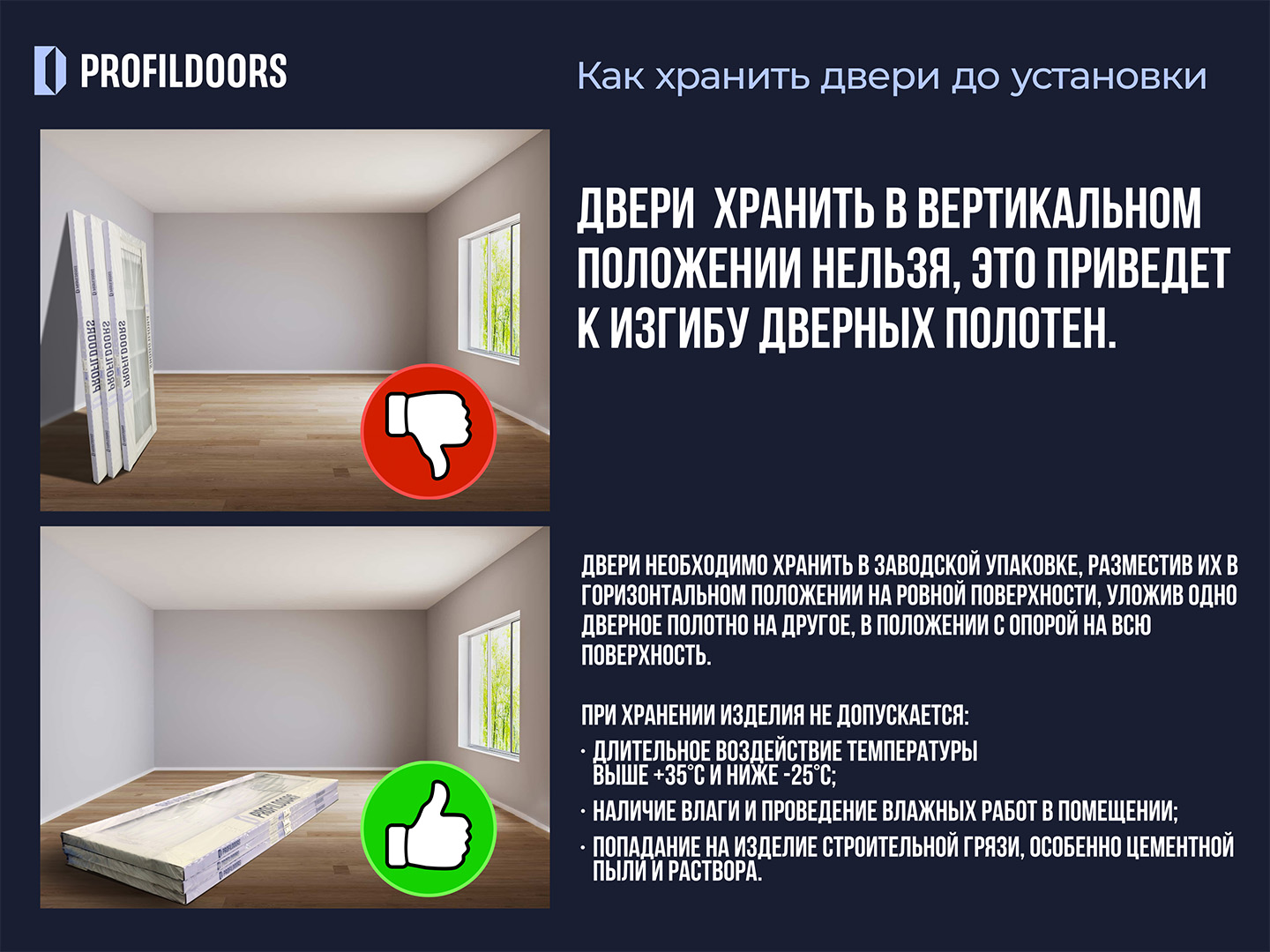Как правильно хранить двери перед установкой